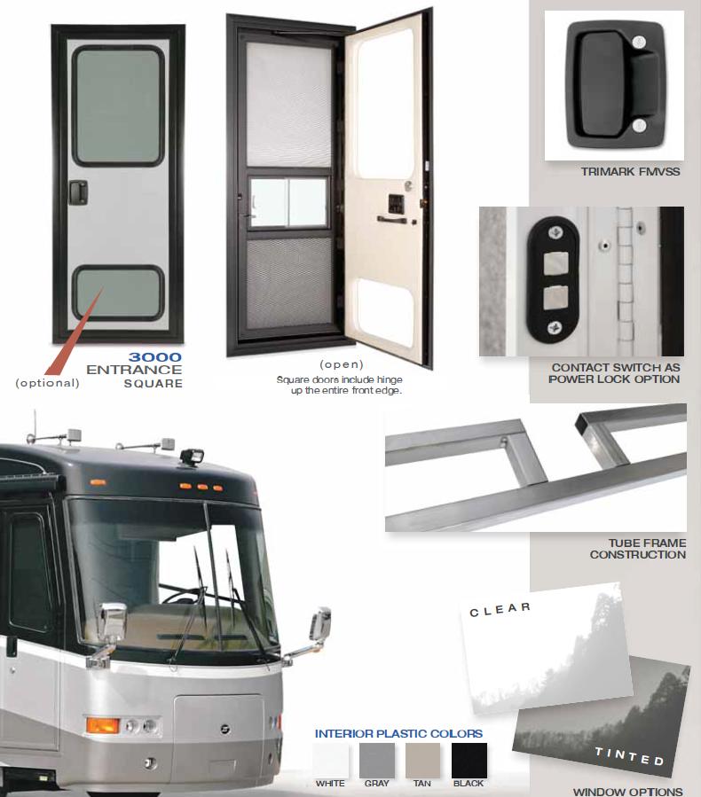RV entry door with latch and frame